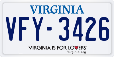 VA license plate VFY3426