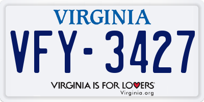 VA license plate VFY3427