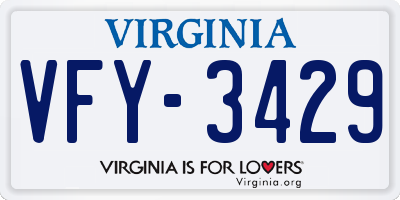 VA license plate VFY3429