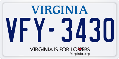 VA license plate VFY3430
