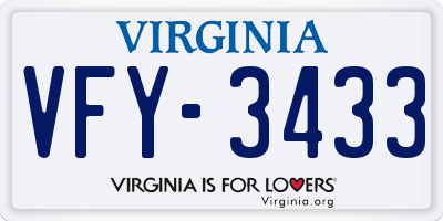 VA license plate VFY3433