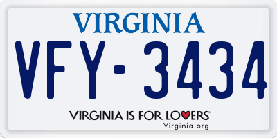 VA license plate VFY3434