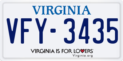 VA license plate VFY3435