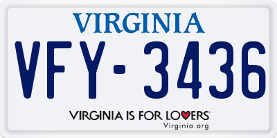 VA license plate VFY3436