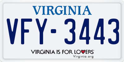 VA license plate VFY3443