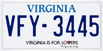 VA license plate VFY3445