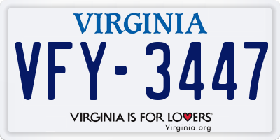 VA license plate VFY3447