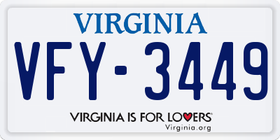 VA license plate VFY3449