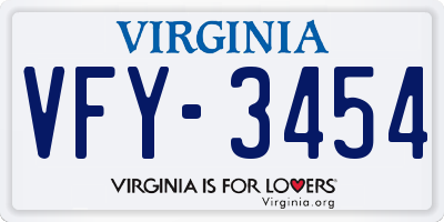 VA license plate VFY3454