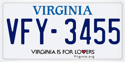 VA license plate VFY3455