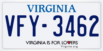 VA license plate VFY3462
