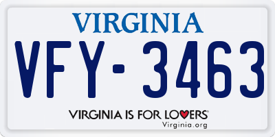 VA license plate VFY3463