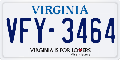 VA license plate VFY3464