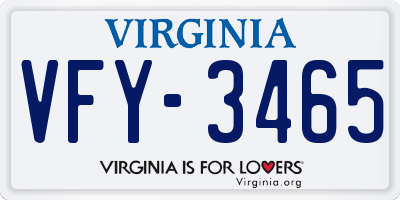 VA license plate VFY3465