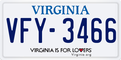 VA license plate VFY3466
