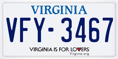 VA license plate VFY3467