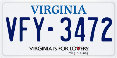 VA license plate VFY3472