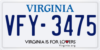 VA license plate VFY3475
