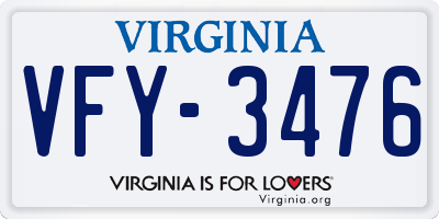 VA license plate VFY3476