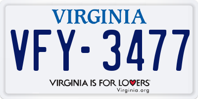 VA license plate VFY3477