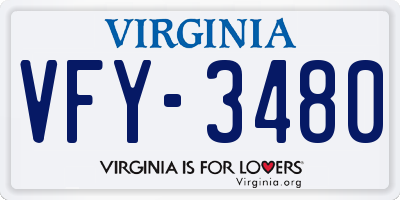 VA license plate VFY3480