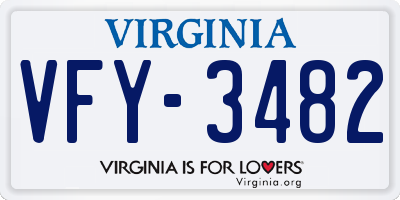 VA license plate VFY3482