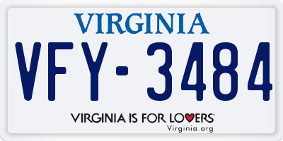 VA license plate VFY3484