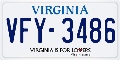 VA license plate VFY3486