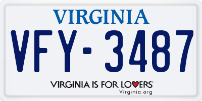 VA license plate VFY3487