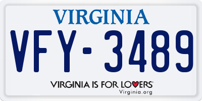 VA license plate VFY3489