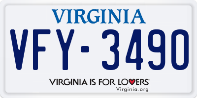VA license plate VFY3490