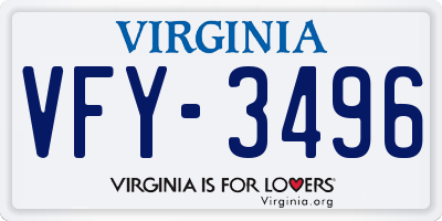 VA license plate VFY3496
