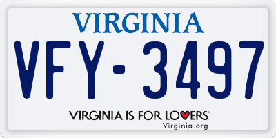 VA license plate VFY3497