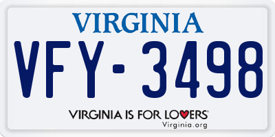VA license plate VFY3498