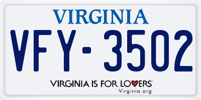 VA license plate VFY3502