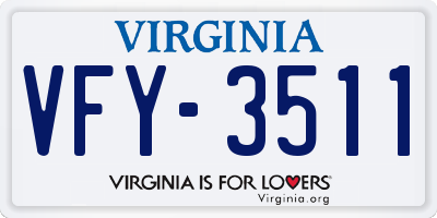 VA license plate VFY3511