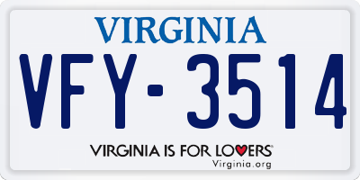 VA license plate VFY3514