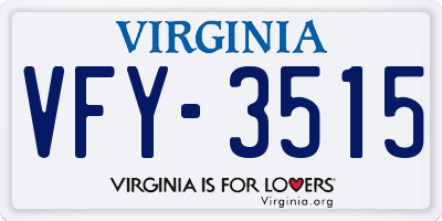 VA license plate VFY3515