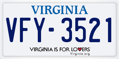 VA license plate VFY3521