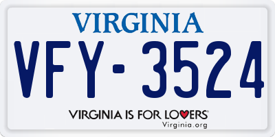 VA license plate VFY3524