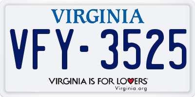 VA license plate VFY3525