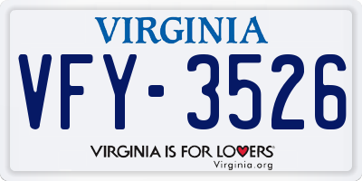 VA license plate VFY3526