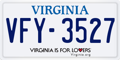 VA license plate VFY3527