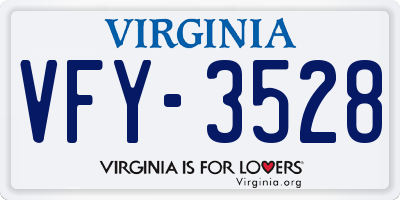 VA license plate VFY3528