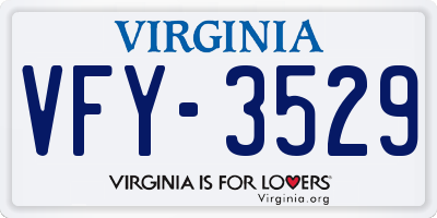VA license plate VFY3529