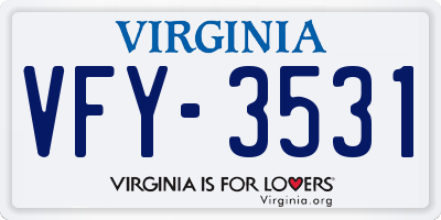 VA license plate VFY3531