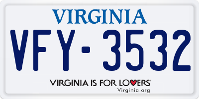 VA license plate VFY3532