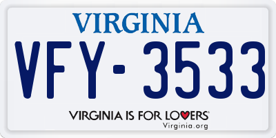 VA license plate VFY3533