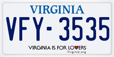 VA license plate VFY3535