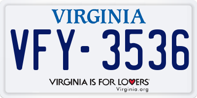 VA license plate VFY3536